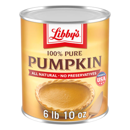 Libbys Pumpkin Pie, Thanksgiving and Holiday Desserts, Pumpkin Pie Filling, 100% Pure Pumpkin, Bulk, 6 lb 10 oz Can