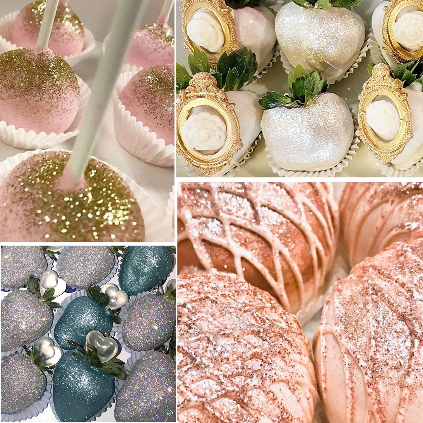 Colaele Edible Glitter for Drinks & Cakes - 4 Colors Shimmering Luster Dust, 3g, Food Grade Metallic Coloring