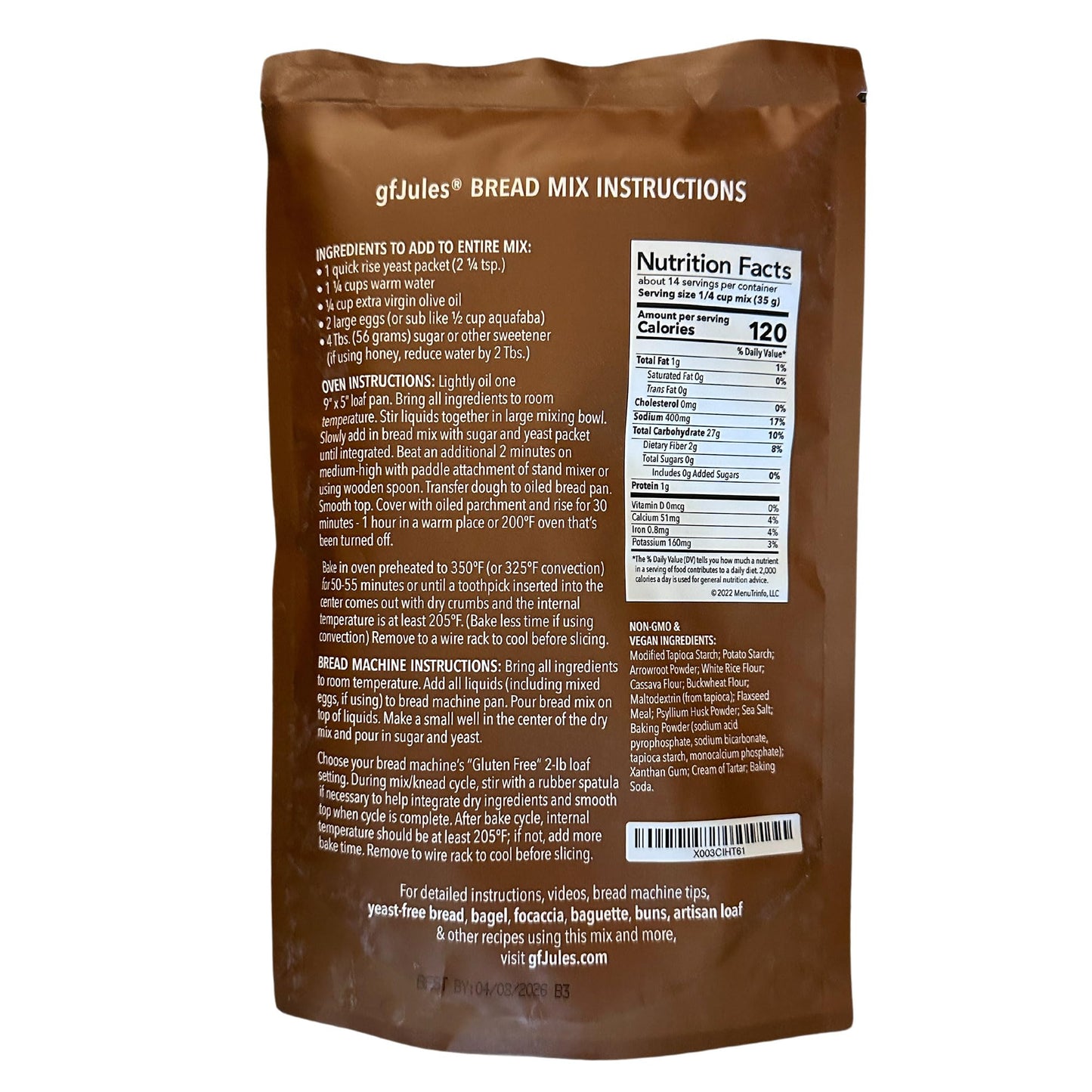 gfJules Certified Gluten Free Bread Baking Mix | Loaf, Baguettes, Bagels, Focaccia and more | No Grit, Non-GMO, Vegan | Certifie