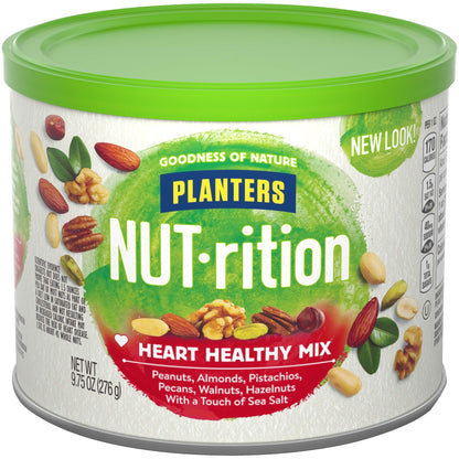 Planters NUT-rition Heart Healthy Nut Mix with Peanuts (Almonds, Pistachios, Pecans, Walnuts, Hazelnuts & Sea Salt, 6 ct Pack, 9