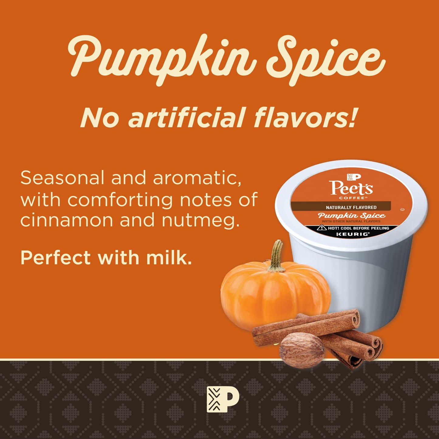 Peets Coffee Flavored Light Roast K-Cup Pods - Pumpkin Spice, 10 Count, Model 0785357025622
