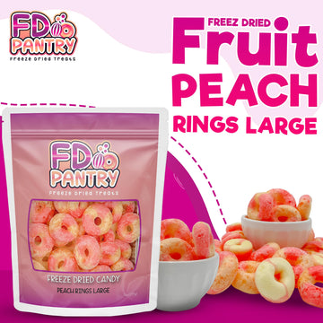 Freeze Dried Peach Rings Candy - Crunchy & Sweet, Large 7 Oz Resealable Bag For Freshness, Gift & Snack - Large Bag Freeze-Dried