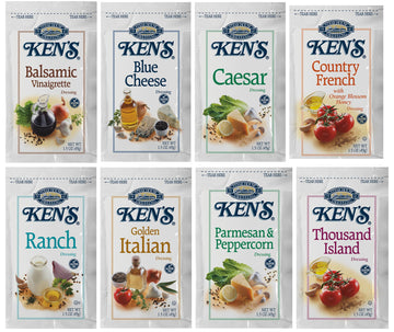 40 Count | Salad Dressing Packets | 8 Flavors: Balsamic Vinaigrette, Blue Cheese, Caesar, Country French, Ranch, Golden Italian,