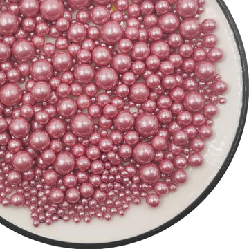 Edible Rose gold Pearls Sugar Sprinkles 120g/4.23 oz, Mix size Candy Pearl for Cake Decorating and Cupcake Toppers, Cookie Decor