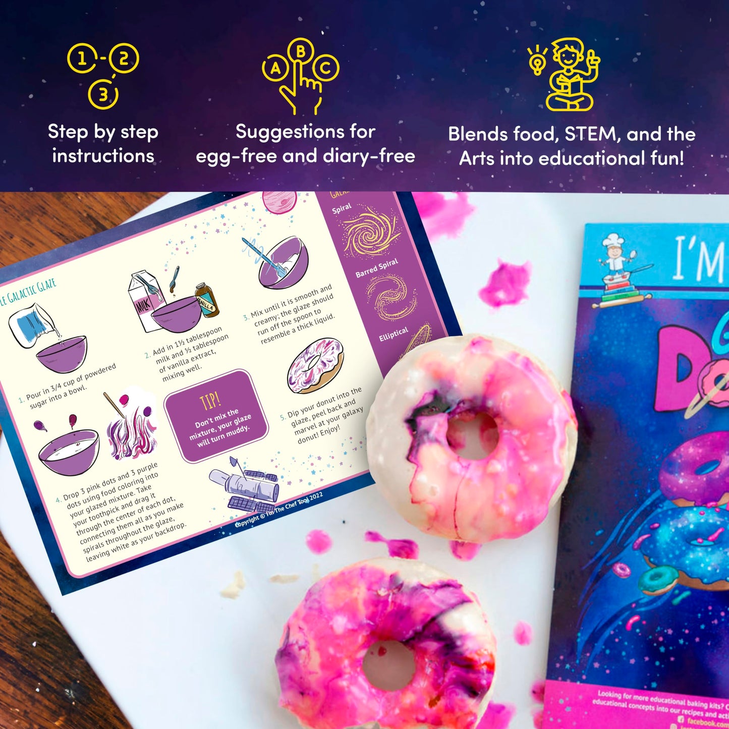 I'M The Chef Too- Galaxy Donut Baking Set - Real Kids Cooking Set With Art And Stem Activities- Make Six Galaxy Donuts- Kids Bak