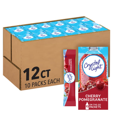 Crystal Light Cherry Pomegranate Naturally Flavored With Other Natural Flavor Powdered Drink Mix, 120 Ct Pack, 12 Boxes Of 10 On-The-Go-Packets
