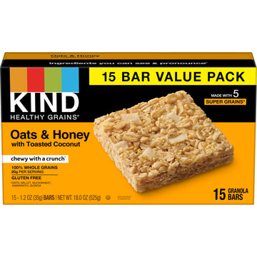 Kind Healthy Grains Bars, Oats & Honey With Toasted Coconut, 1.2 Ounce, 60 Count, Gluten Free