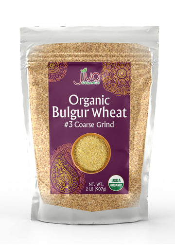 Jiva Organic Bulgur Wheat Coarse #3 2 Lb - Non-Gmo, Grown In Usa, 100% Natural Wheat Berries, Resealable Bag