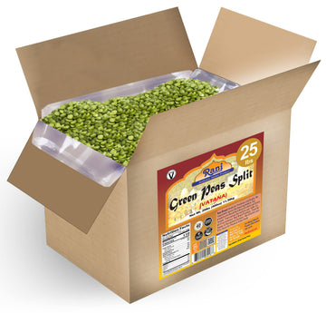 Rani Green Peas Split, Dried (Vatana, Matar) 400oz (25lbs) 11.36kg Bulk Box ~ All Natural | Vegan | Gluten Friendly | Product of