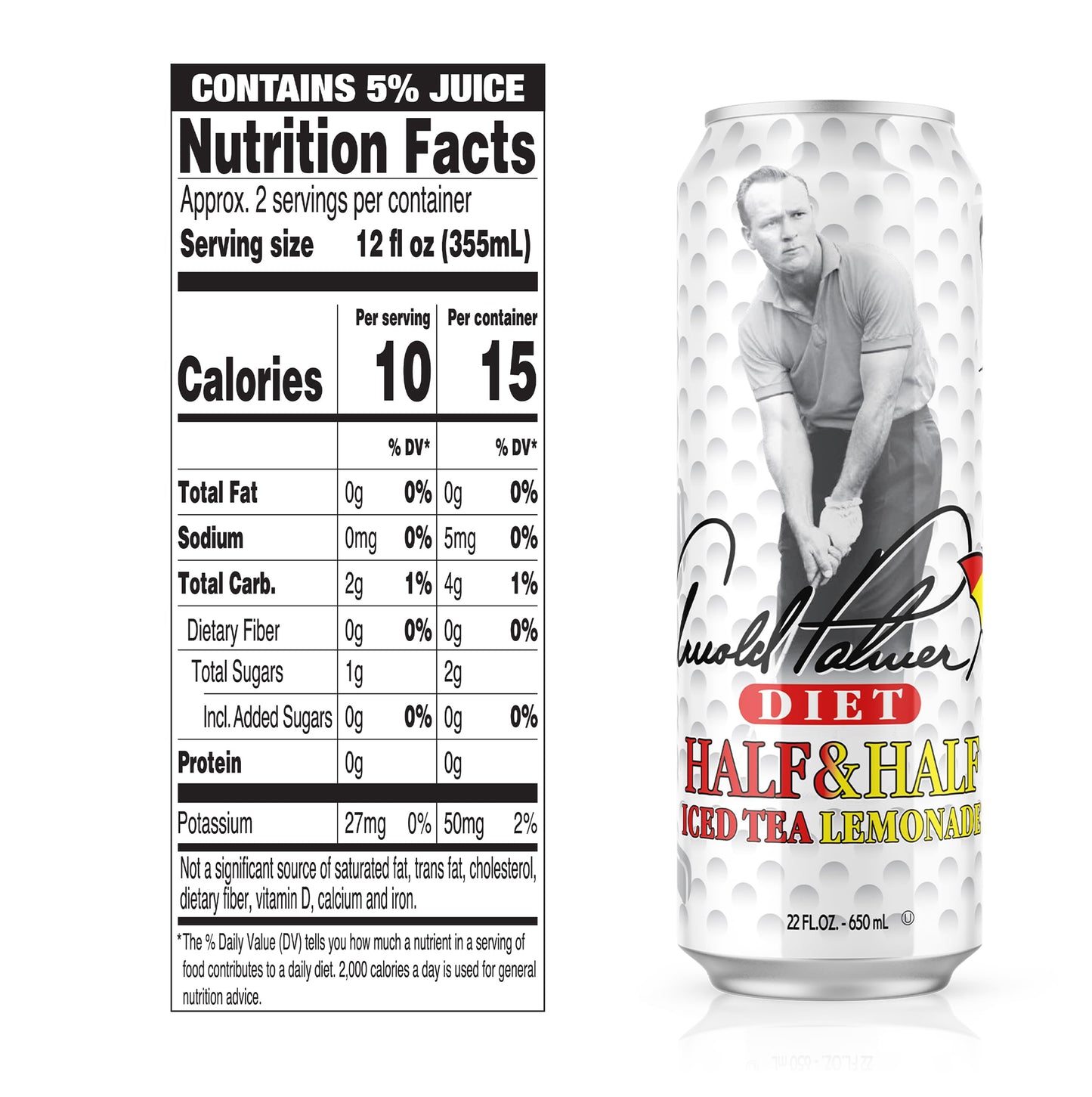 AriZona Diet Arnold Palmer Iced Tea Lemonade - 22 Fl Oz Can, Pack of 24