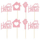 Gyufise Cupcake Toppers - 24 Pack Glitter Key Housewarming Picks, Pink, Paper, Model ZN0169-1-P