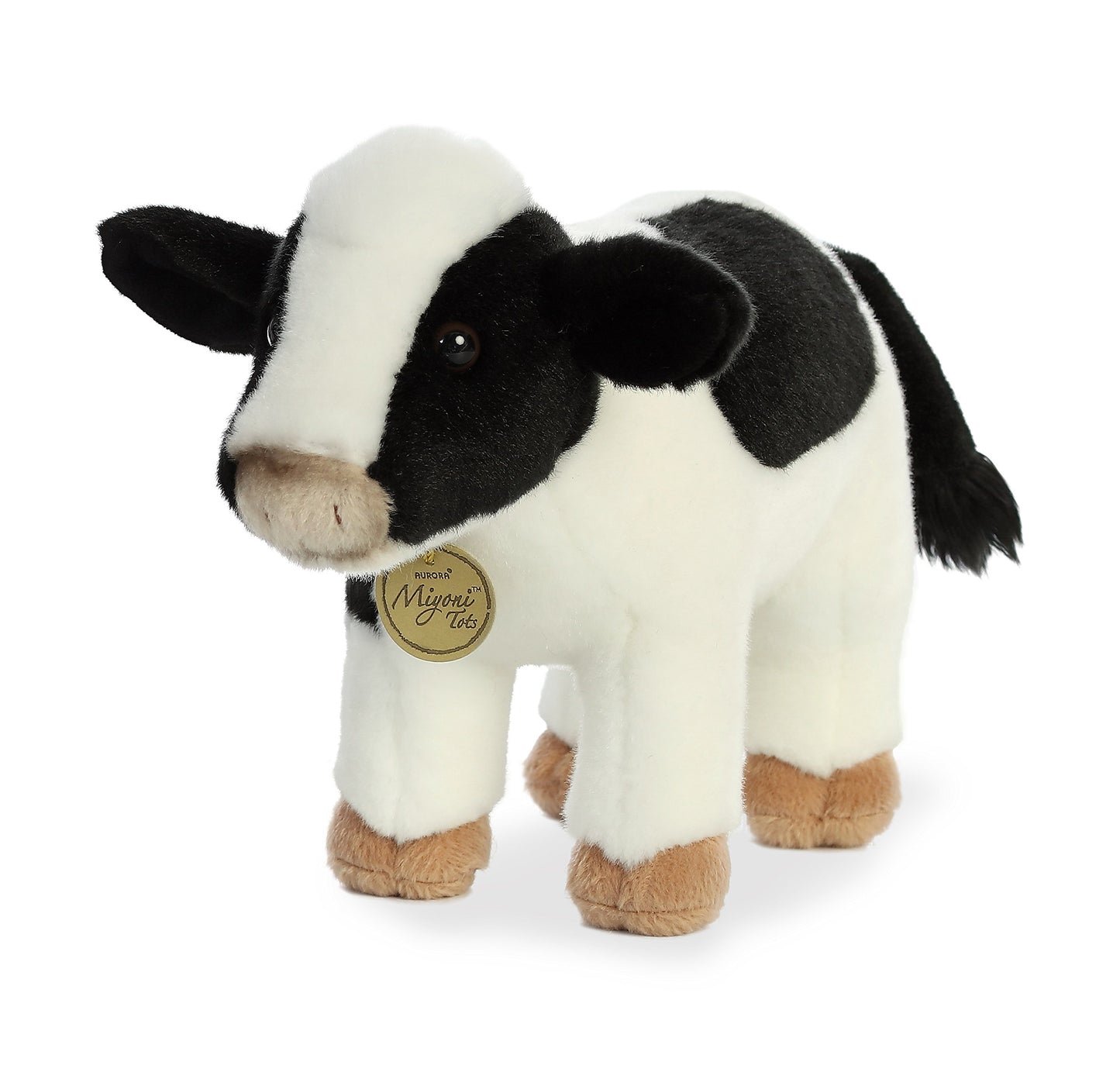 Aurora Adorable Miyoni Tots Holstein Calf Stuffed Animal - Lifelike Detail - Cherished Companionship - White 11 Inches