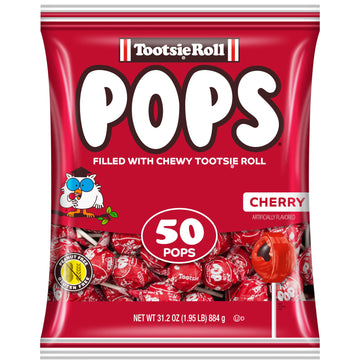 Tootsie Pops Single Flavor Bag - Cherry Flavored Lollipops With Chocolatey Center - Individually Wrapped Hard Candy - Red Candy