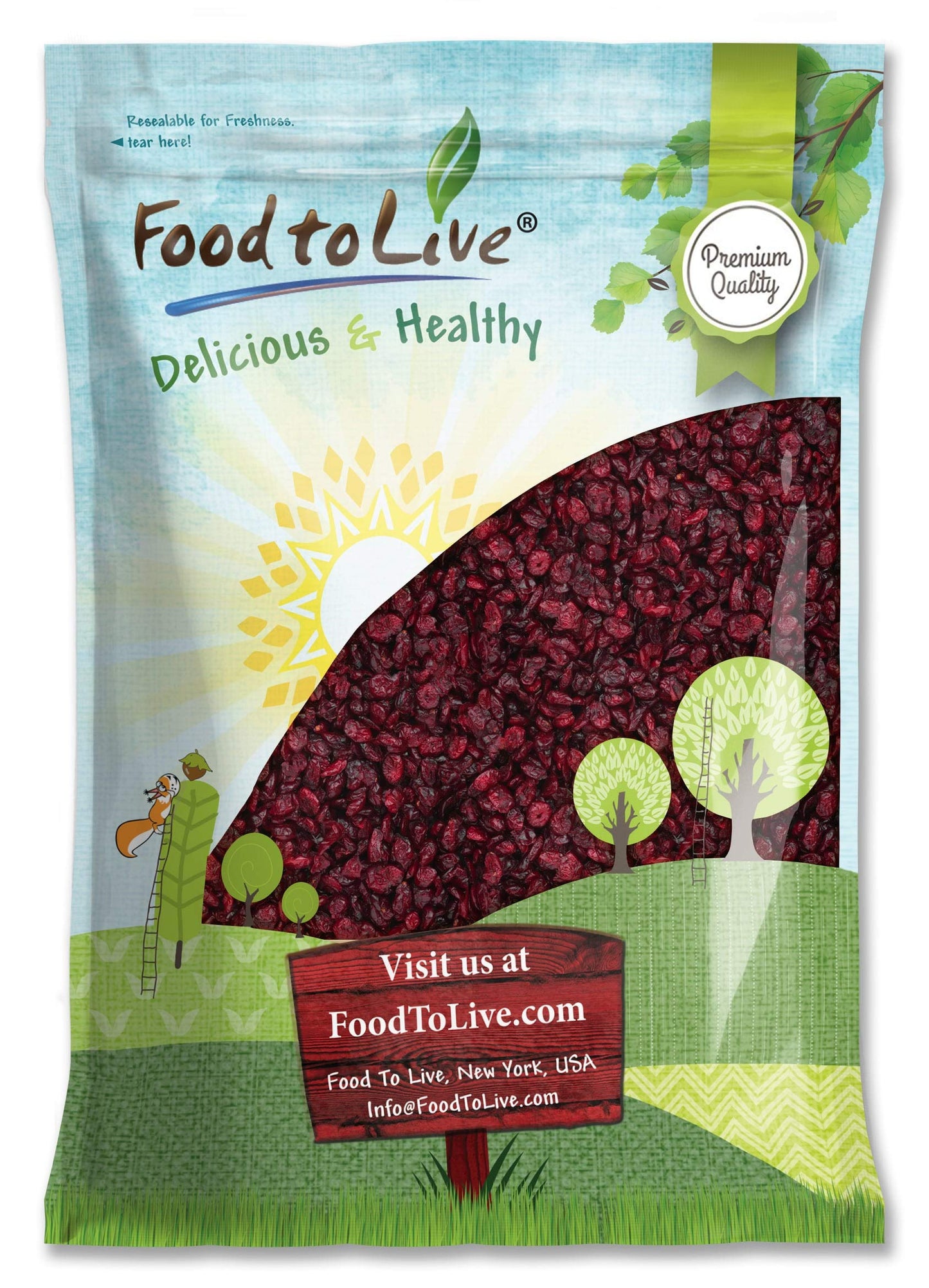 Food to Live Dried Cranberries, 8 Pounds - Raw, Kosher, Vegan, Lightly Sweetened and Coated with Sunflower Oil, Unsulfured, Bulk