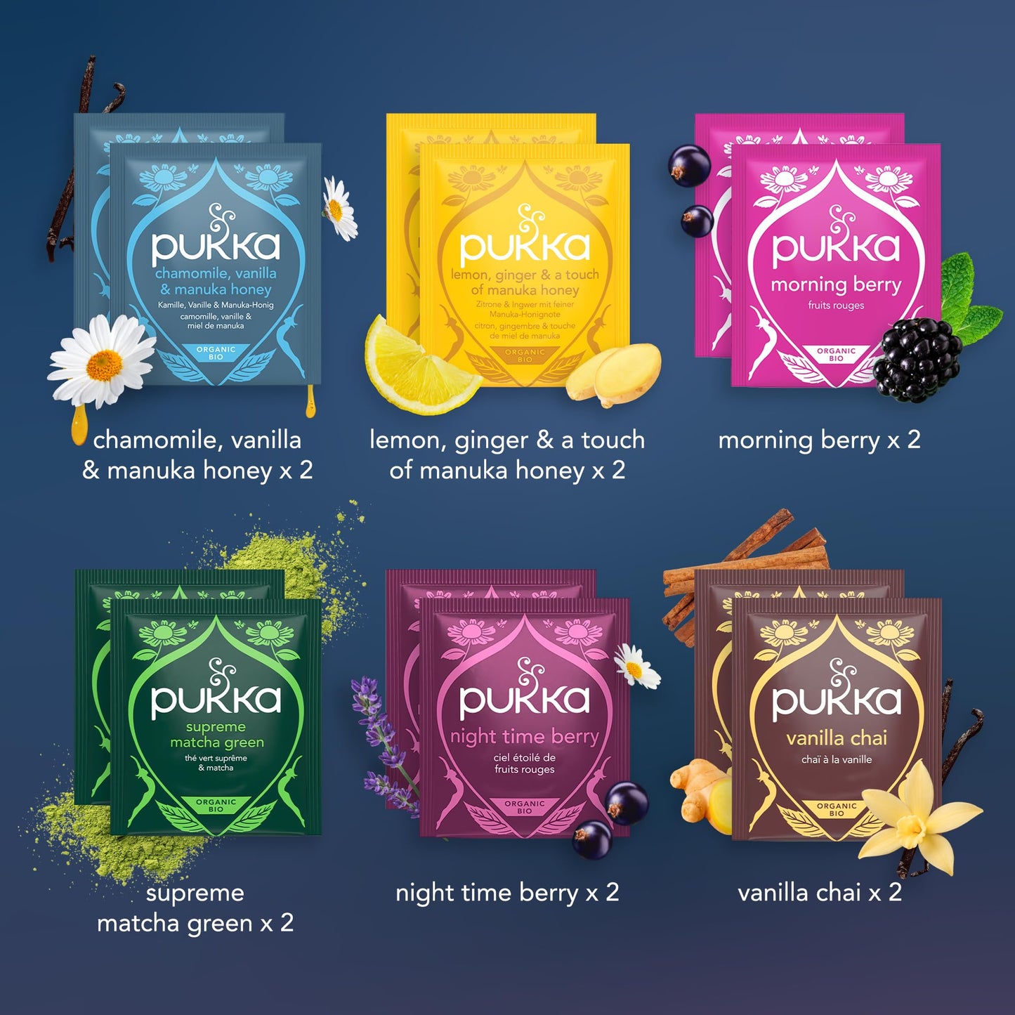 Pukka 2025 Advent Calendar Organic Tea Sampler, S Of 24 Delightful Black & Green Tea Infusions, Christmas Gift Idea For Tea Lovers, 100% Organic