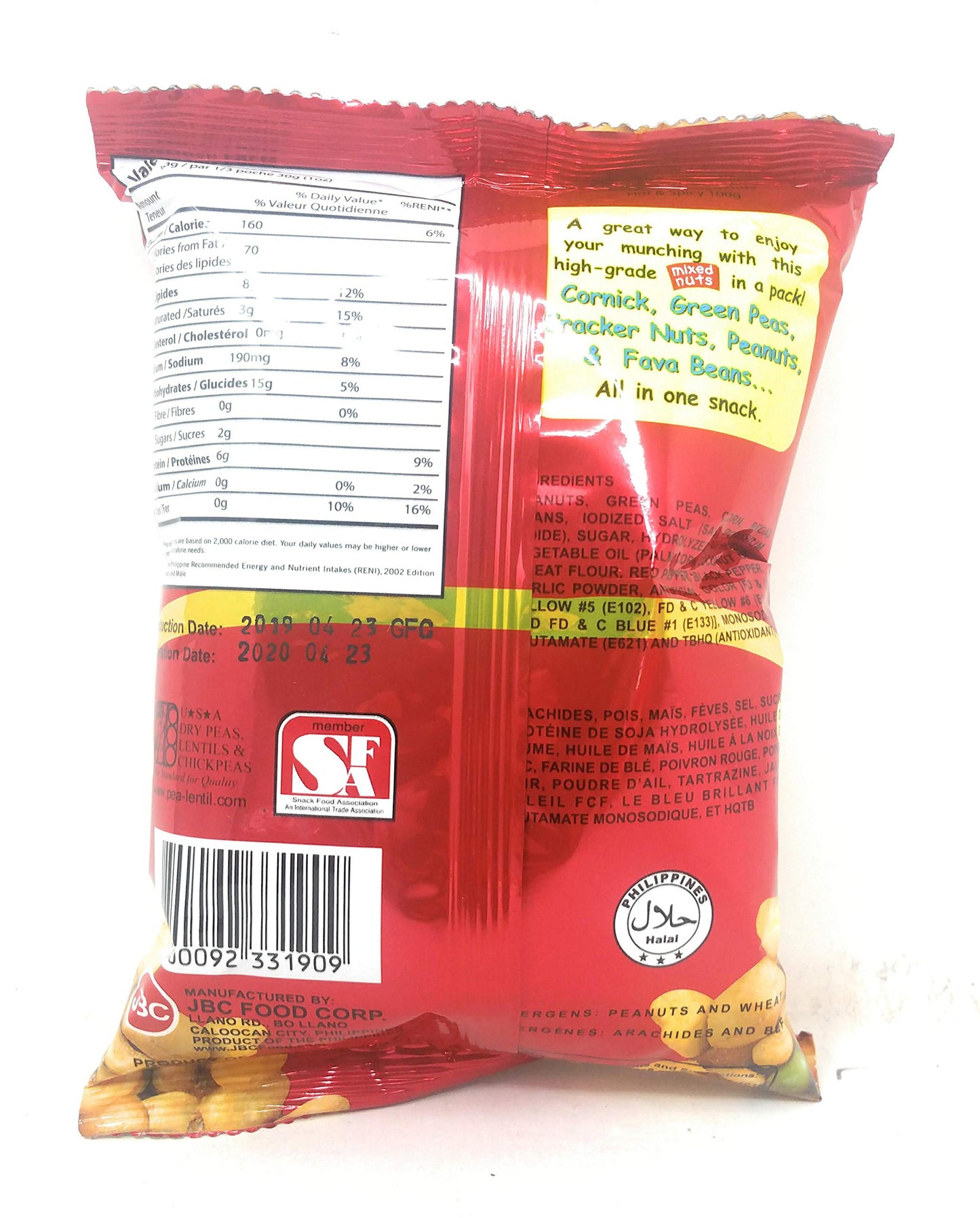 Ding Dong Mixed Nuts (Hot & Spicy), 100G (3.53Oz), 6 Pack