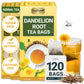 LeafLea Dandelion Root Tea Bags, Caffeine-Free & Sugar-Free, 120 Bags (Pack of 3), Natural Herbal Tea for Digestion, Vegan
