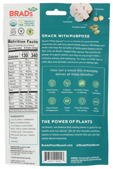 Brads Raw Organic Sea Salt Cauliflower Veggie Flats, 3 OZ