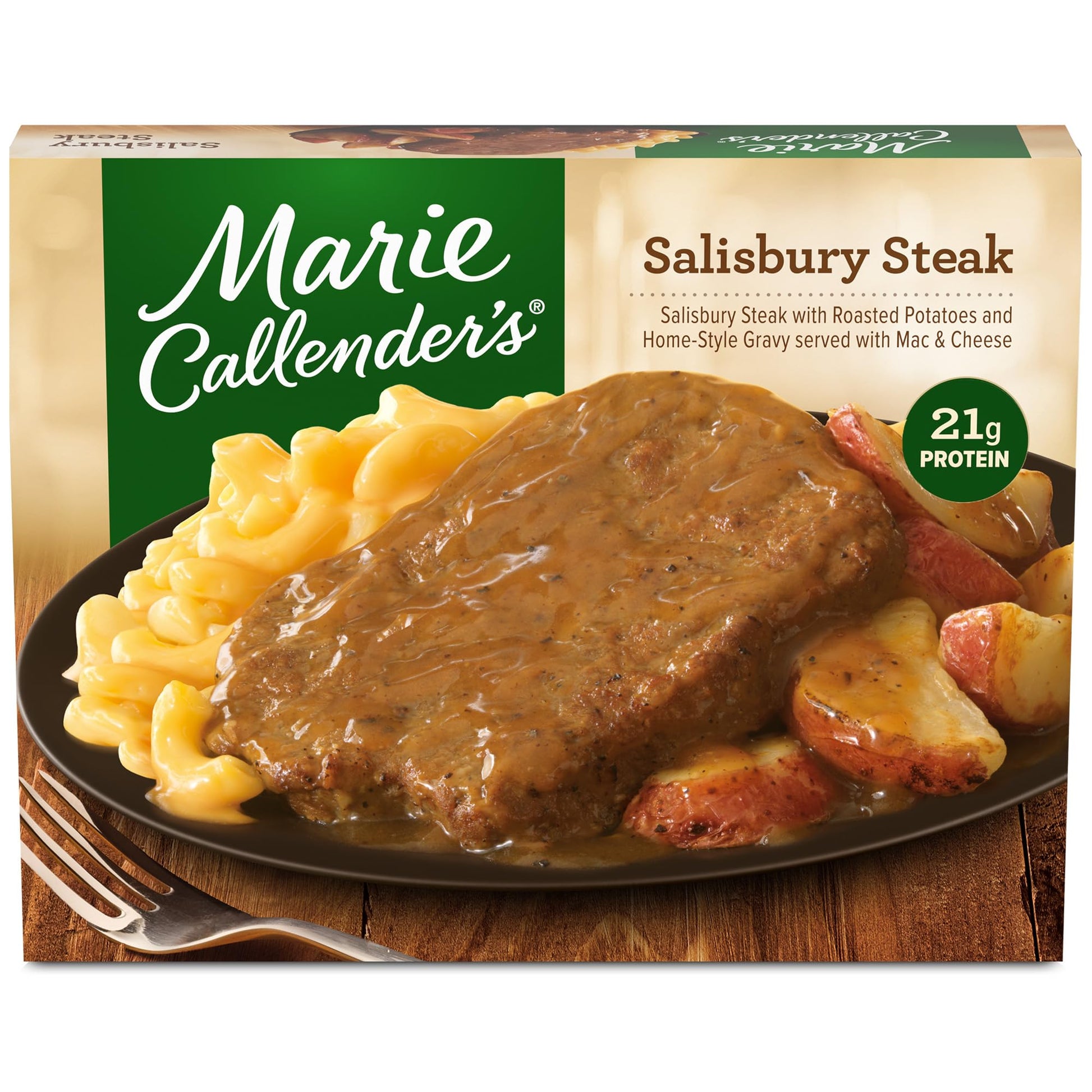 Marie Callenders Salisbury Steak, Convenient Microwave or Oven Meal with Steak and Roasted Potatoes, Frozen Meal, 14 OZ