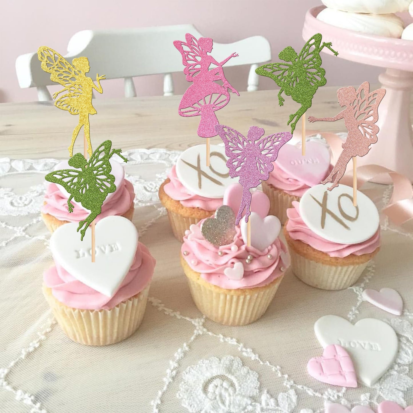 30 Pcs Fairy Cupcake Toppers Glitter Flower Angel Fairy Cupcake Picks Ballet Dancer Cupcake Decorations For Wedding Bridal Showe