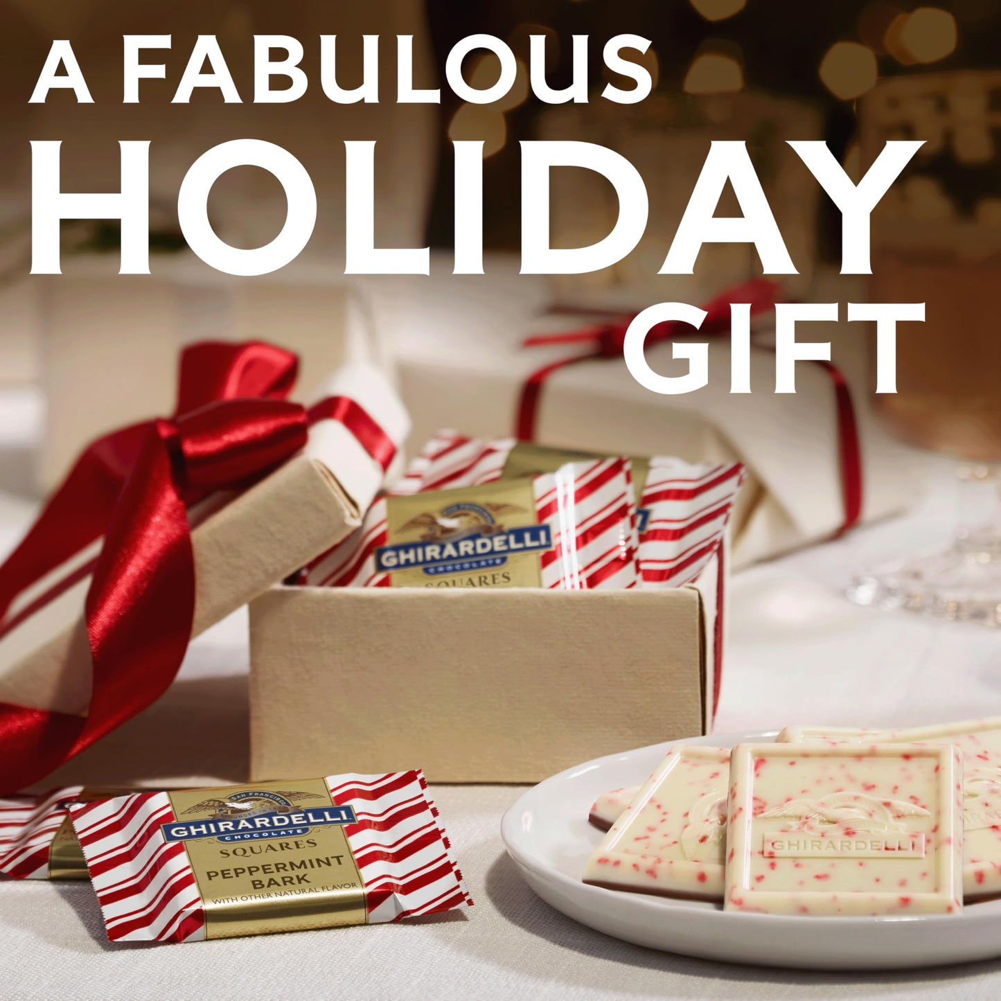 GHIRARDELLI Dark Chocolate Peppermint Bark Chocolate Squares  7.7 OZ Bag