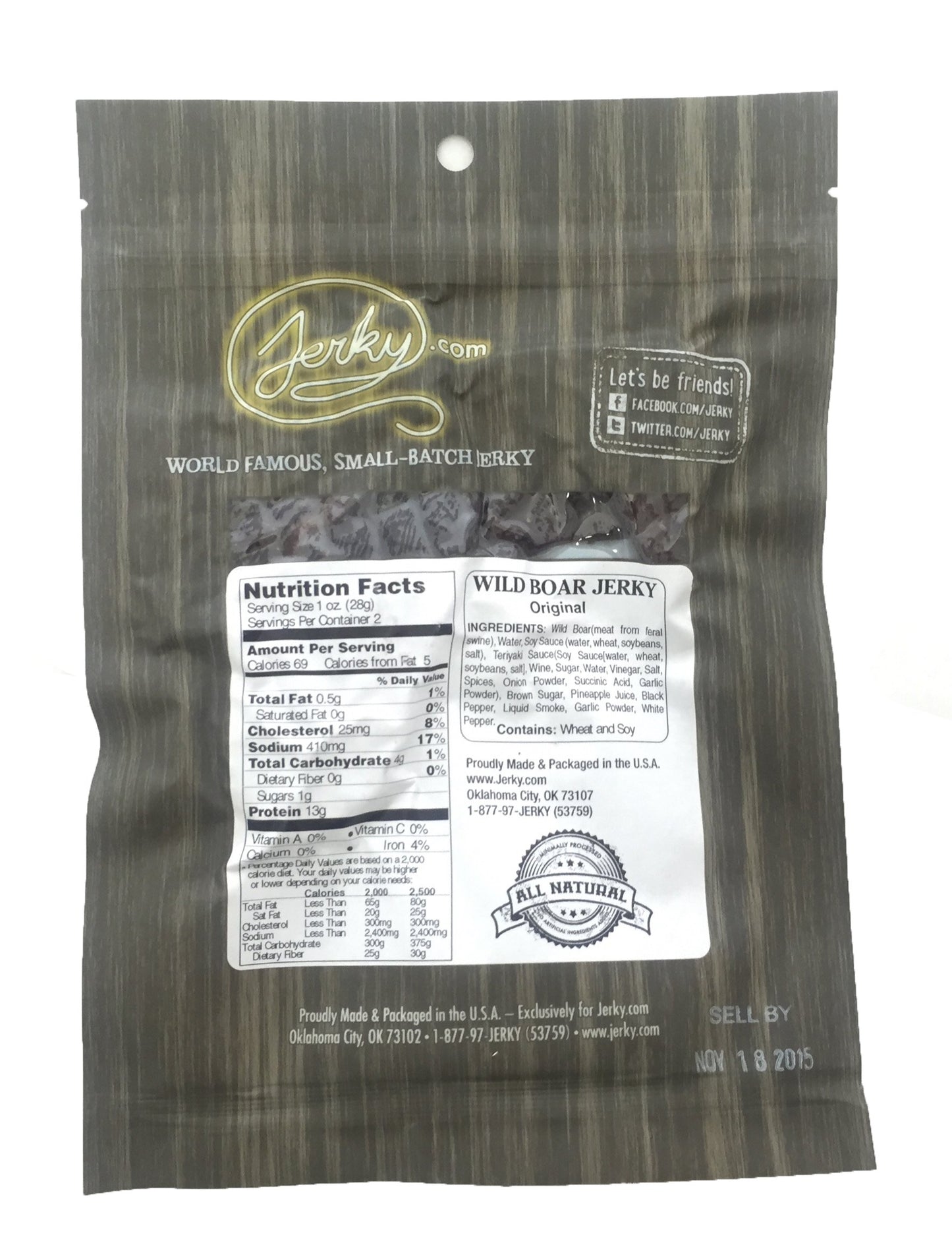 Jerky.Com Exotic Original Wild Boar Jerky - Wild Game Meat Snacks, Exotic Snacks, High-Protein, All-Natural, No Added Preservati
