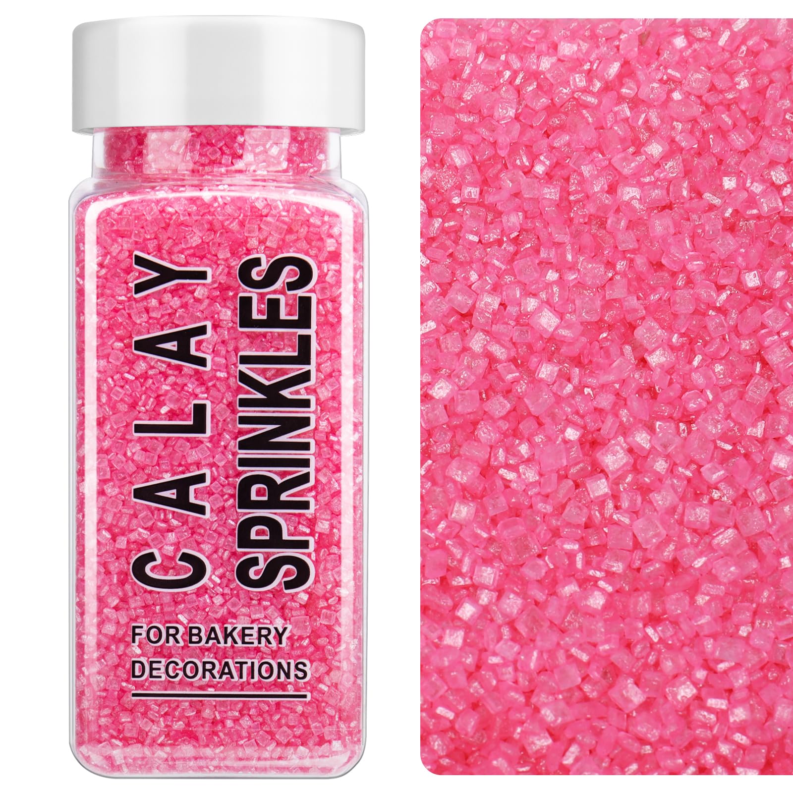 Pink Sanding Sugar Sprinkles, 4.23 oz Edible Sparkling Sugar Crystals for Baking Topping, Cupcakes, Cookies, Ice Cream & Cake De