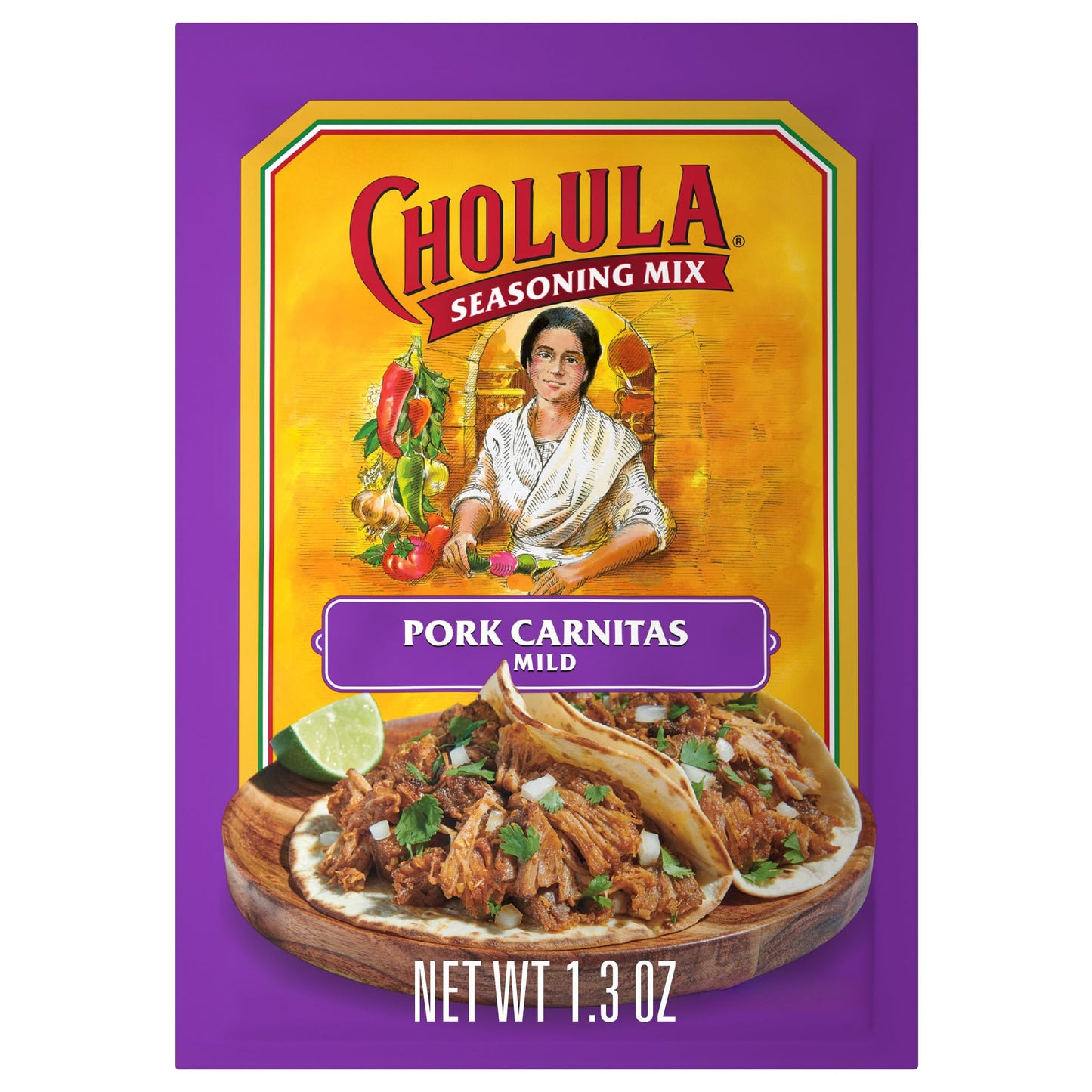 Cholula Seasoning Mix  Pork Carnitas  Mild Heat  For Tamales  Pulled Pork Tacos  Burrito Bowls  Dips and More  1.3 oz (Pack of 12)