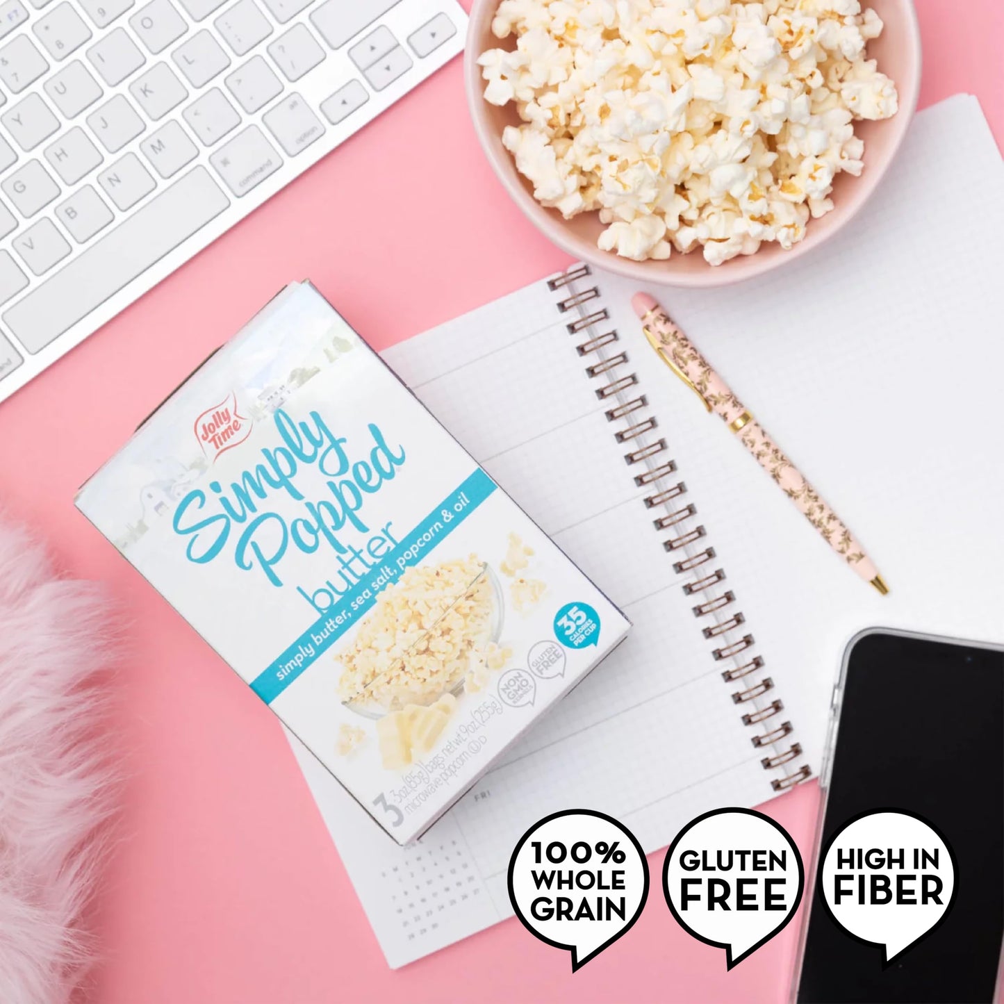 Jolly Time Simply Popped Minis, Lightly Salted Microwave Popcorn, 1.5Oz Personal Bag, 10 Bags Per Carton (Simply Popped Butter M