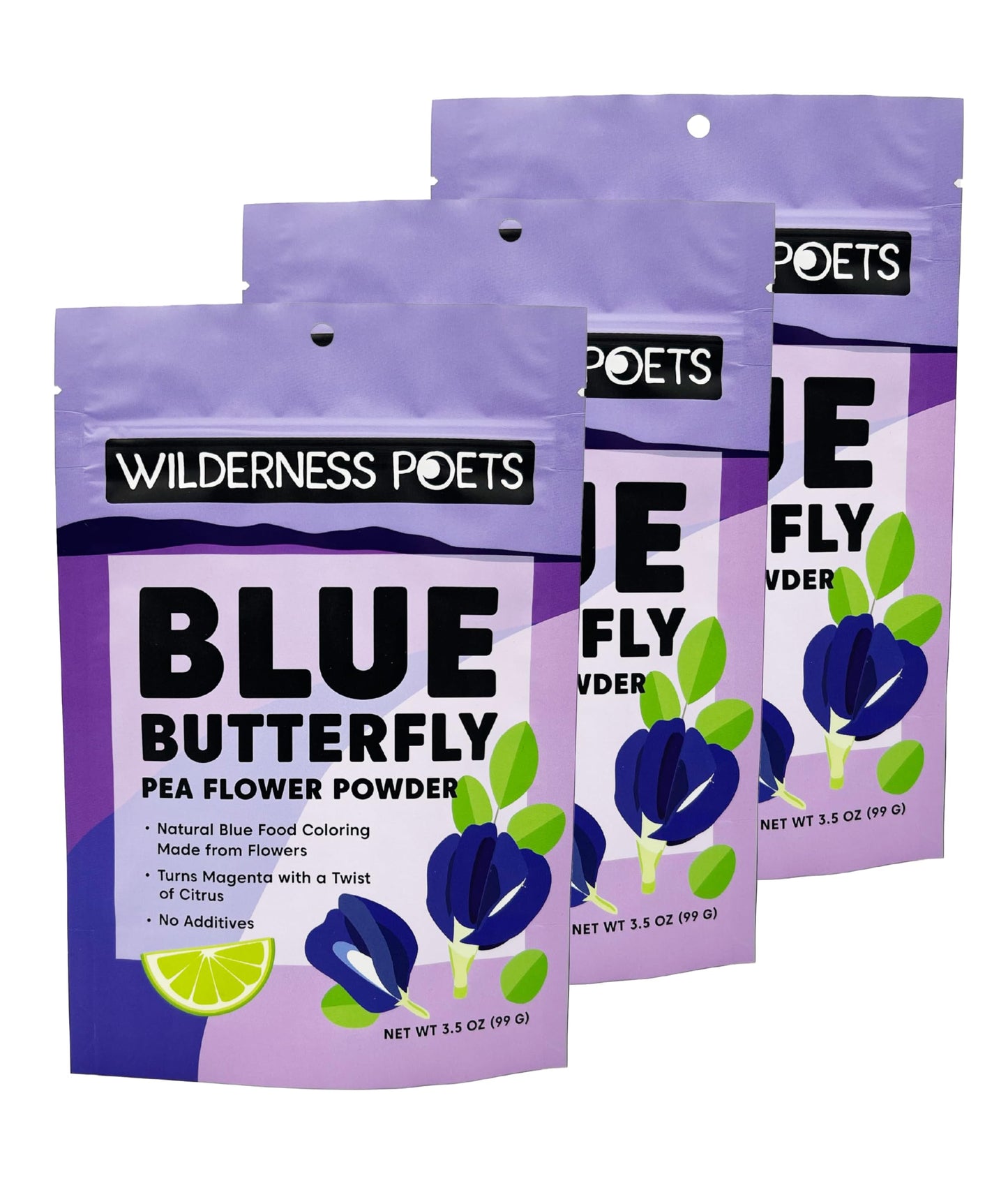 Wilderness Poets, Blue Butterfly Pea Flower Powder, 3.5 Ounce (Pack Of 3)