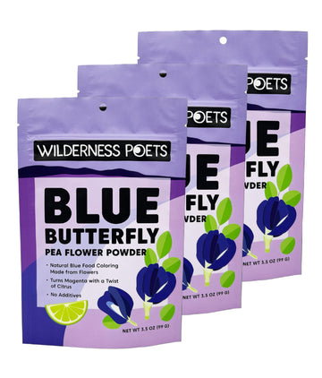 Wilderness Poets, Blue Butterfly Pea Flower Powder, 3.5 Ounce (Pack Of 3)