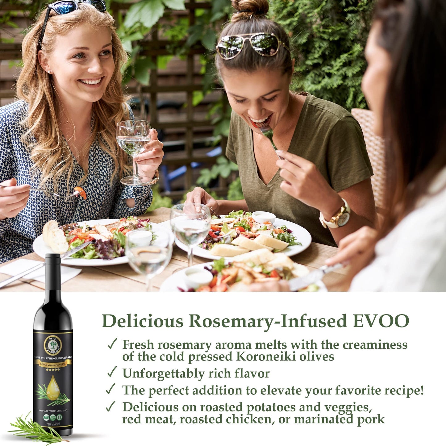M.G. PAPPAS Rosemary Infused Extra Virgin Olive Oil, Cold Pressed, 12.7 Fl Oz