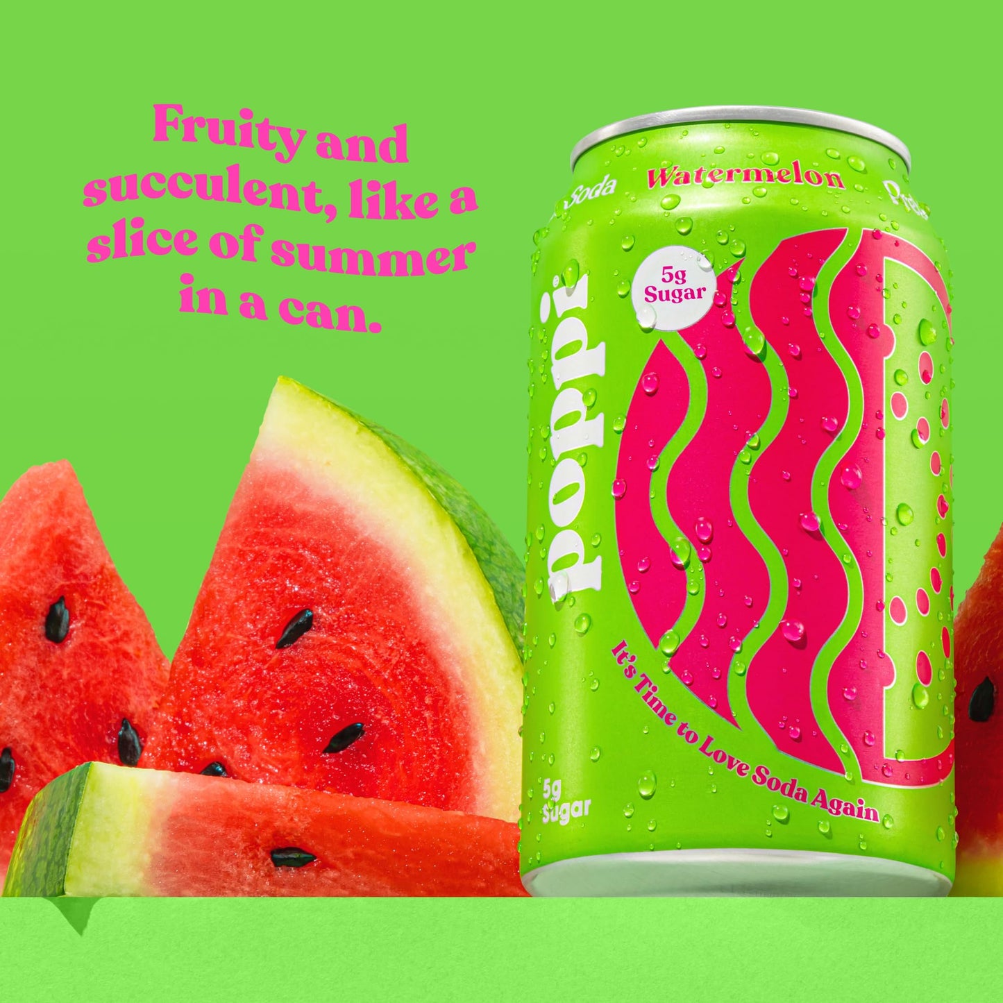 Poppi Sparkling Prebiotic Soda Beverage with Apple Cider Vinegar  Seltzer Water and Fruit Juice  Watermelon Flavor  12 Fl Oz  1 Count  Packaging May Vary