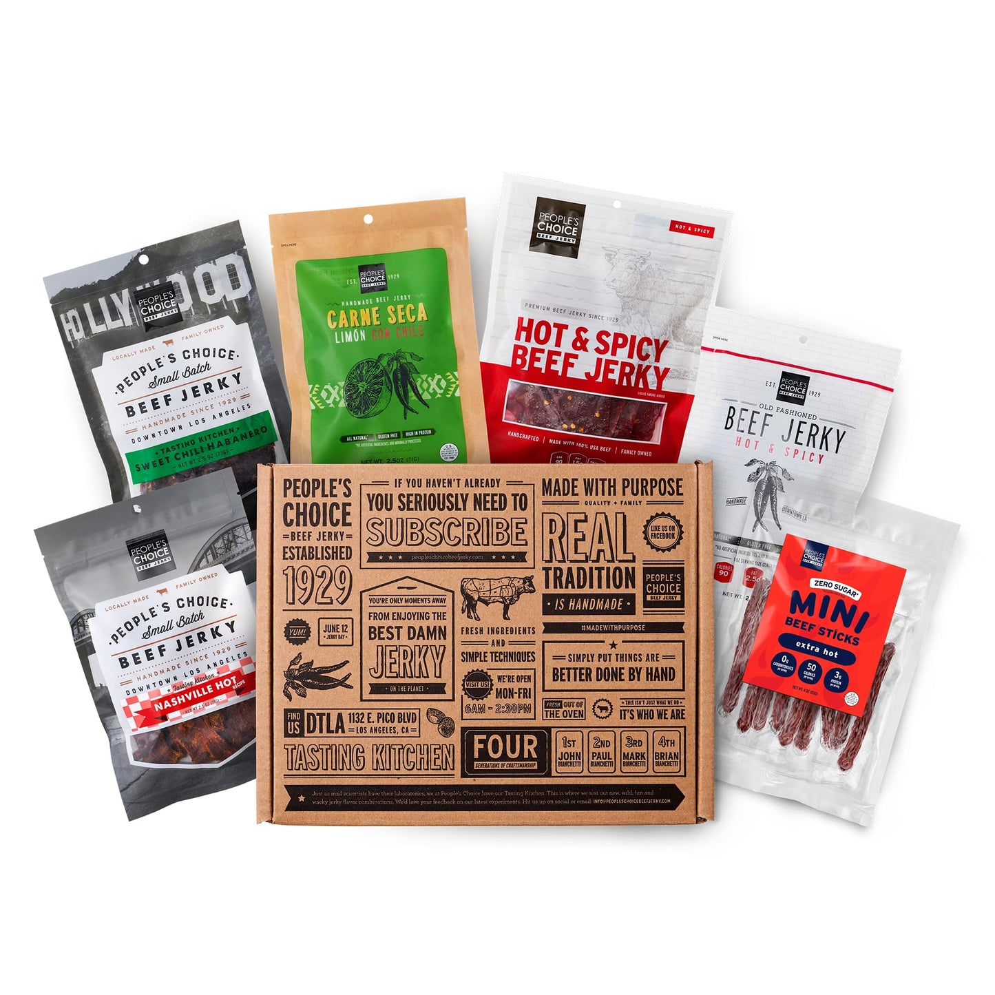 People’S Choice Beef Jerky – Box – Some Like It Hot – Spicy Set – Unique Gifts For Men – High Protein Meat Snack Sampler – Made In Usa – 6 Bag Variety Pack