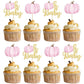 Gyufise 24Pcs Pumpkin Oh Baby Cupcake Toppers Pink Fall Pumpkin Cupcake Picks Baby Shower Cake Decorations Pumpkin Themed Baby S
