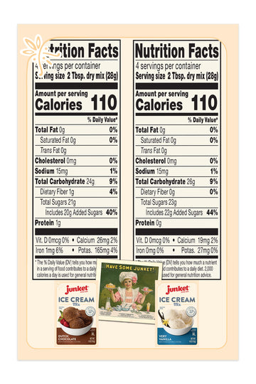 Junket Ice Cream Mix Bundle - 2 Vanilla & 2 Chocolate, 4 Ounce (Pack of 4)