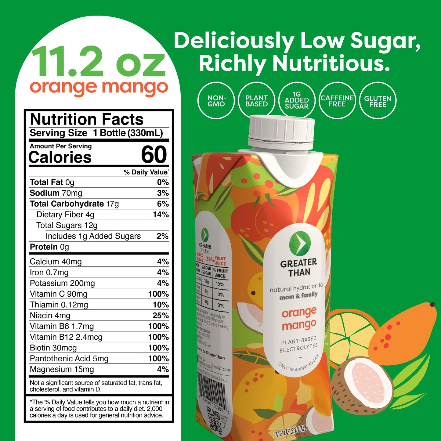 Greater Than Lactation dietary product Support  Coconut Water  Vitamins & Electrolyte Drink for Breastfeeding & Immune Support  Lactation Cookies Alt  Gluten Free  Low Sugar  12 Pack  Orange Mango