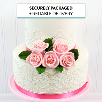Global Sugar Art Peace Rose Sugar Cake Flowers Pink 2 Inch, 8 Count By Chef Alan Tetreault
