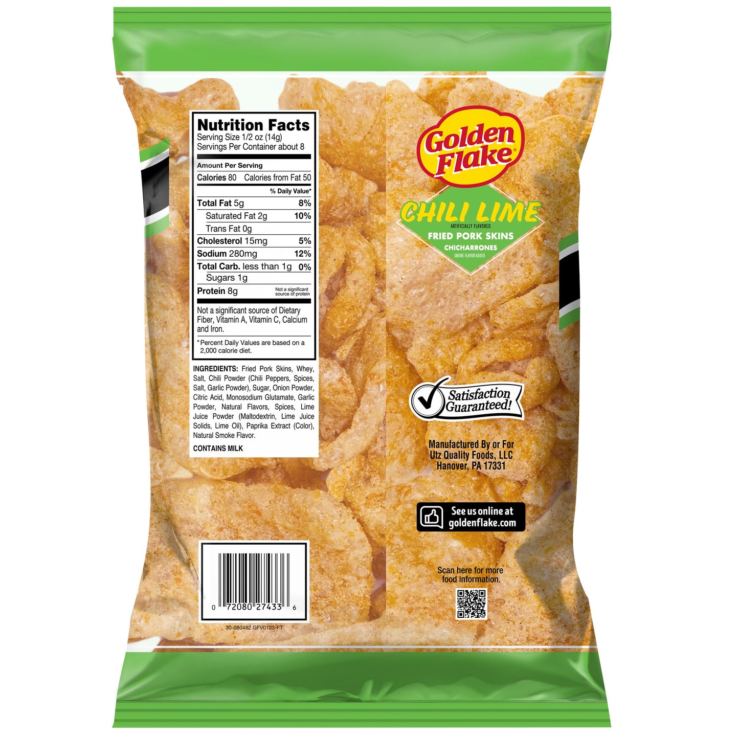Golden Flake Chili Lime Pork Rinds  4 oz Bags (Pack of 12) - Tangy Spicy Pork Skins - Gluten-Free  Low Carb  Keto Snack with Bold Southern Flavor