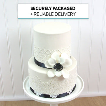 Global Sugar Art Poppy Anemone Sugar Cake Flowers White With Black Center, 3 Count By Chef Alan Tetreault