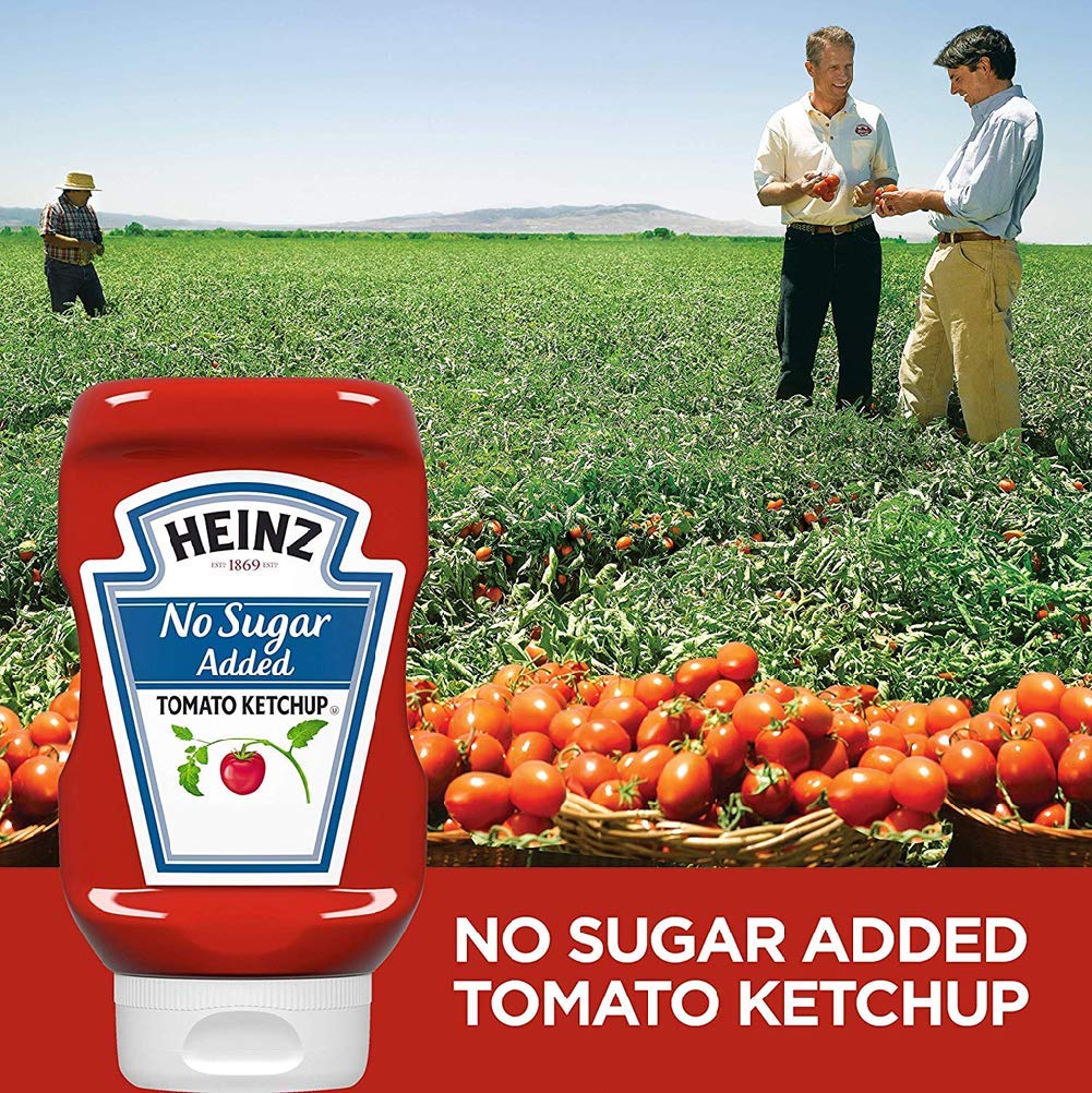Heinz Tomato Ketchup, No Sugar Added, 13 Ounces (Pack of 2)