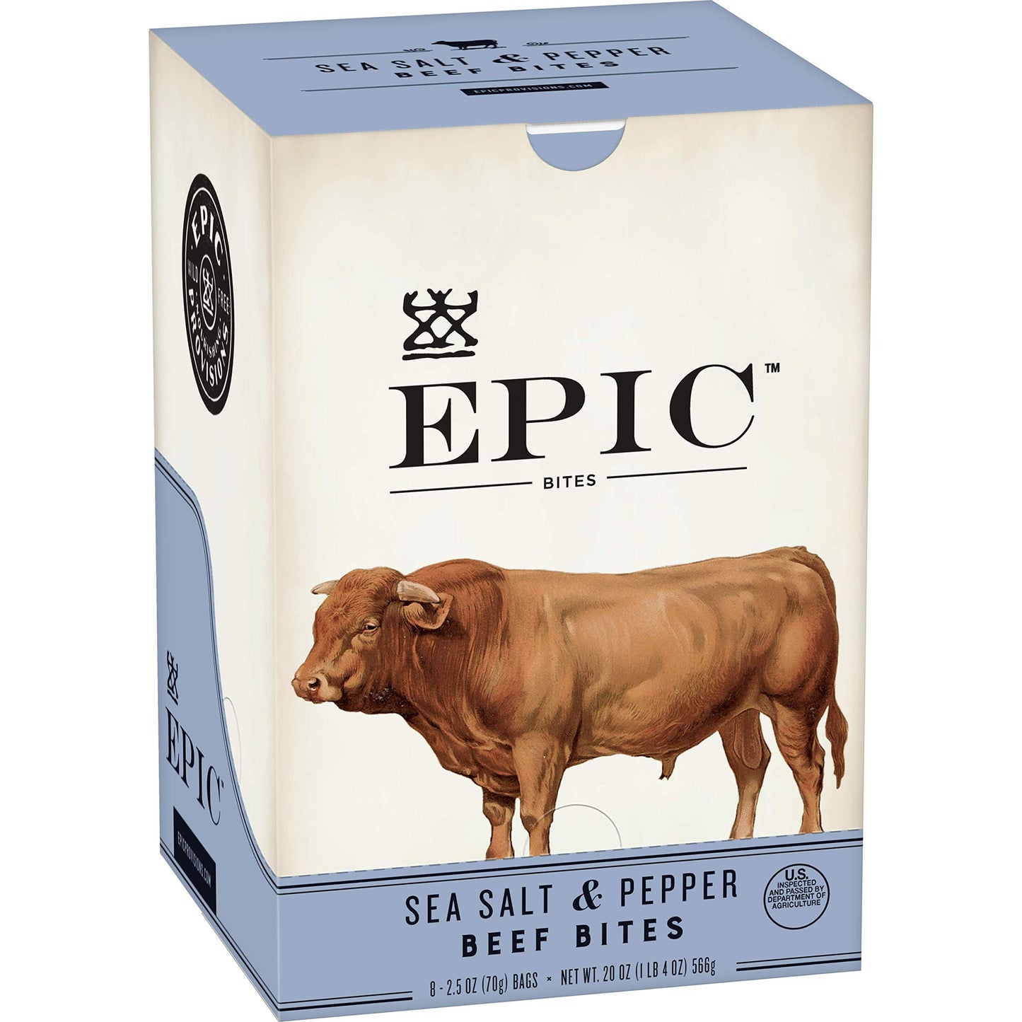 EPIC Beef Sea Salt Pepper Bites, Jerky, Keto Friendly, 8 ct