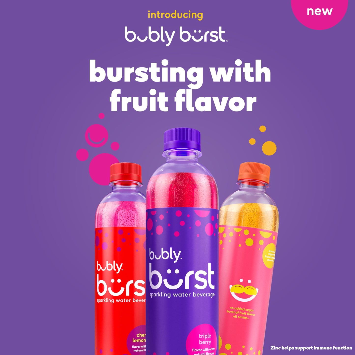 Bubly Burst, Cherry Lemonade, 16.9 Fl Oz Bottles (Pack Of 12)