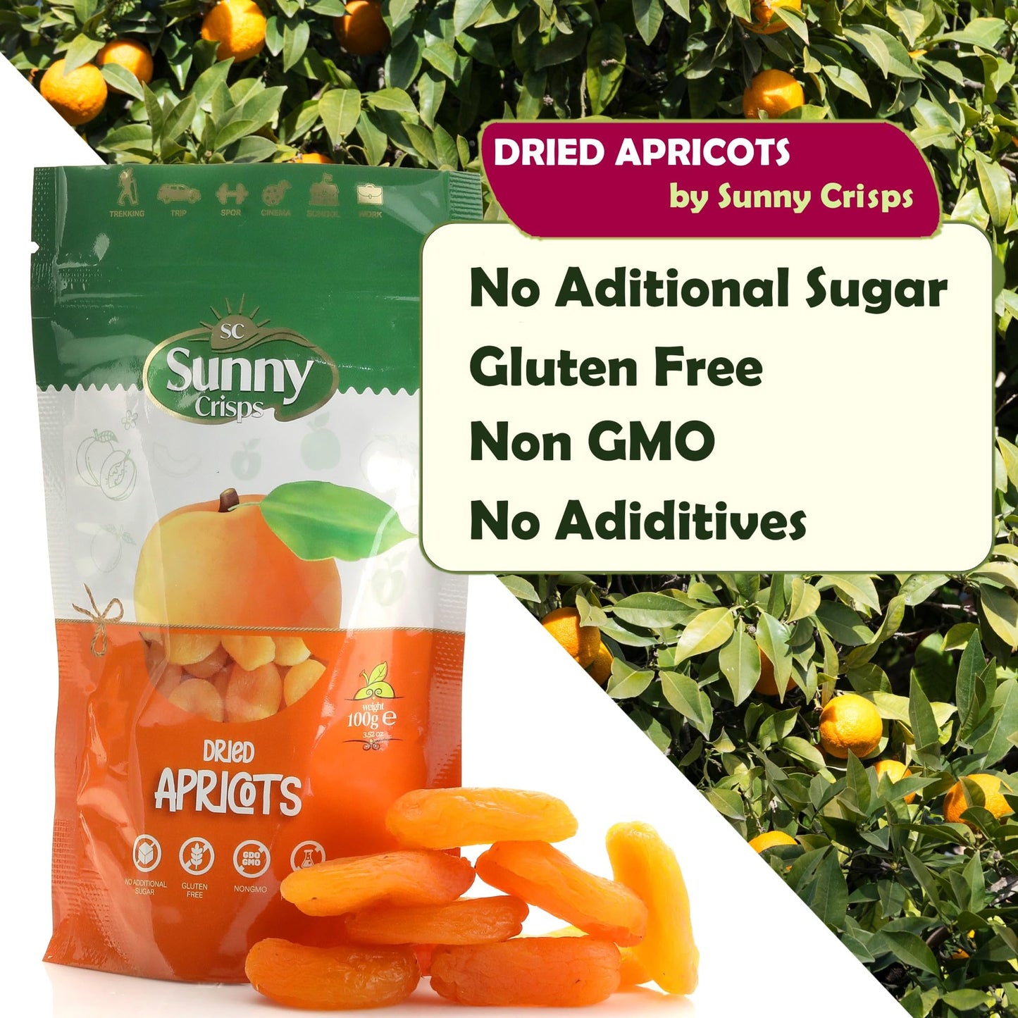 Sunny Crisps Dried Apricots 10.58 Oz - Dry Apricots No Sugar Added For Toddler Fruit Snacks - Turkish Apricots Dried Fruit - Con