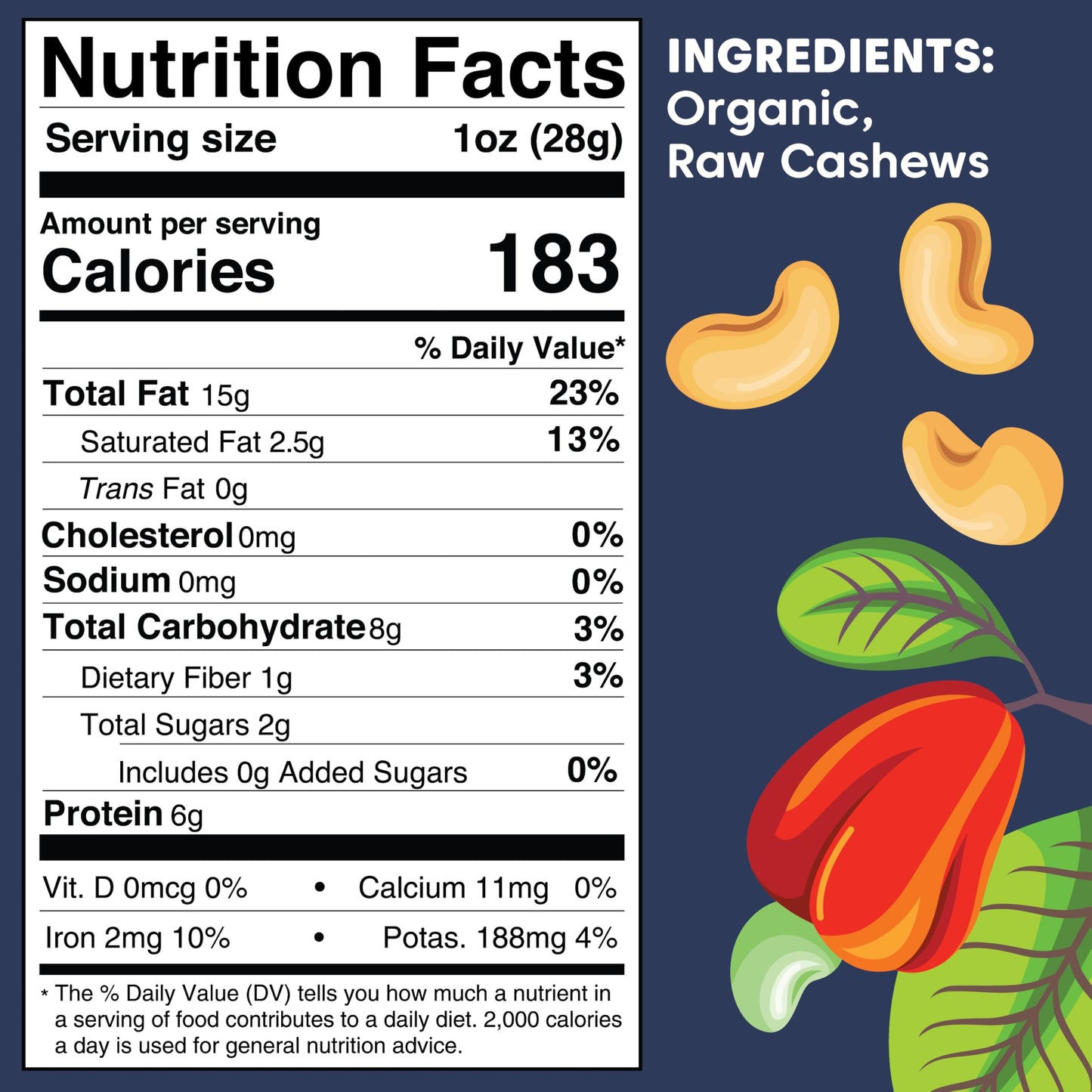 Wilderness Poets Cashews - Organic Raw Cashew Nuts, 8 Ounce (227 Grams)