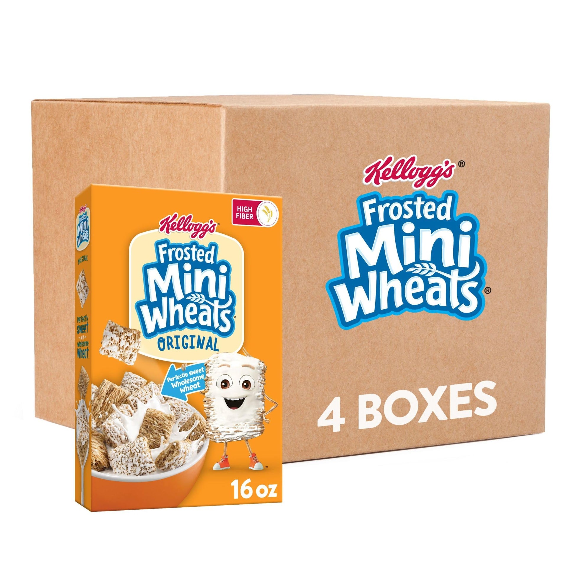 Kellogg's Frosted Mini-Wheats Breakfast Cereal, Kids Cereal, Family Breakfast, Original (4 Boxes)