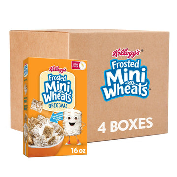 Kellogg's Frosted Mini-Wheats Breakfast Cereal, Kids Cereal, Family Breakfast, Original (4 Boxes)