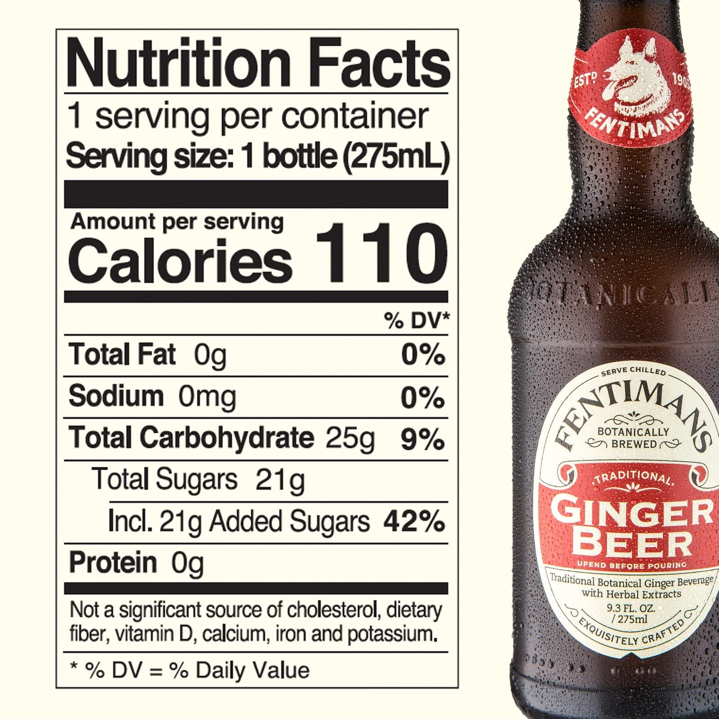 Fentimans Sparkling Ginger malt-inspired Non-  ic, 9.3 Fl Oz (Pack of 4), Gold