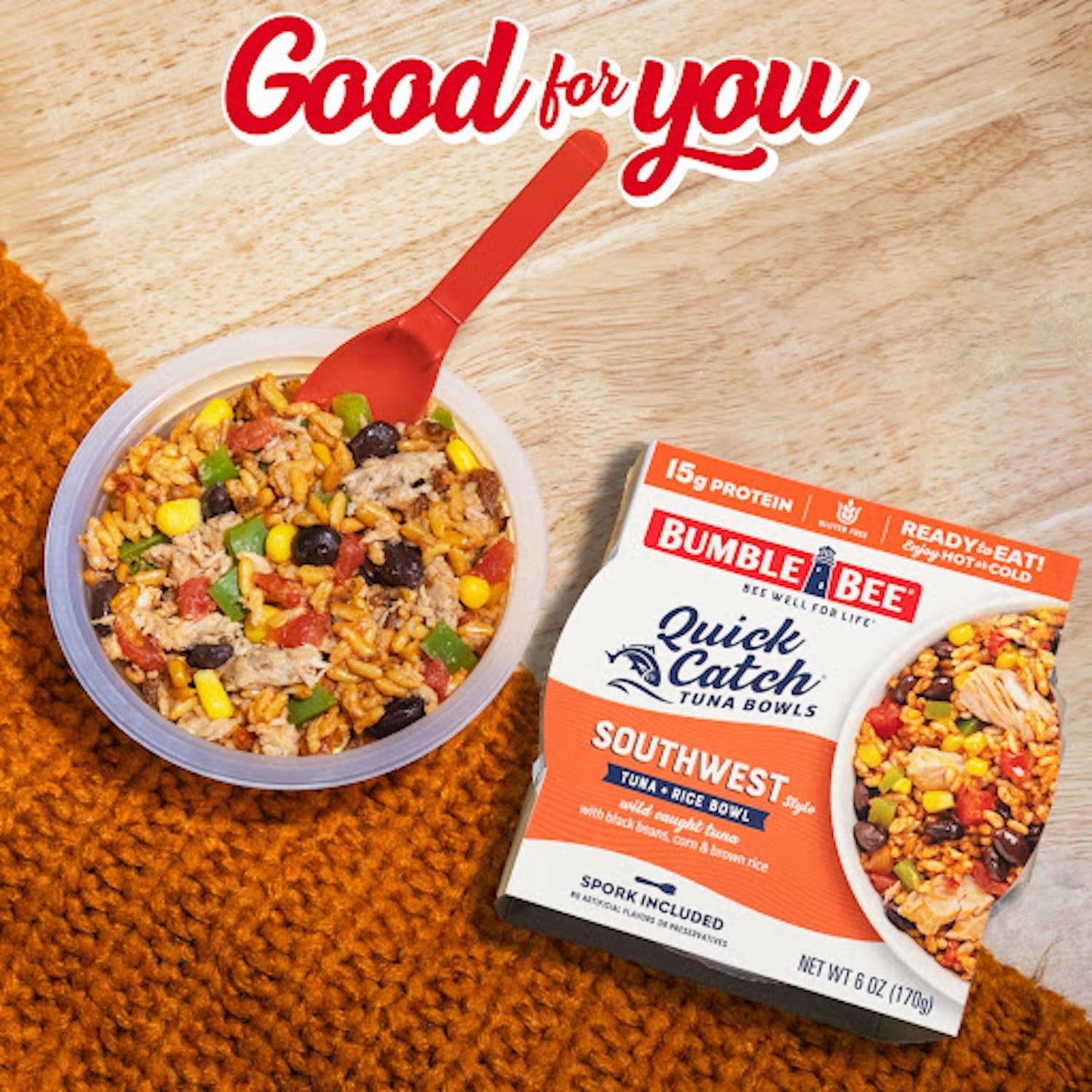Bumble Bee Quick Catch Southwest Rice, Wild Caught Tuna And Rice Bowl, 6 Oz (Pack Of 6) - Ready To Enjoy, Spork Included - 15G Protein Per Serving - No Artificial Flavors - Good Source Of Fiber