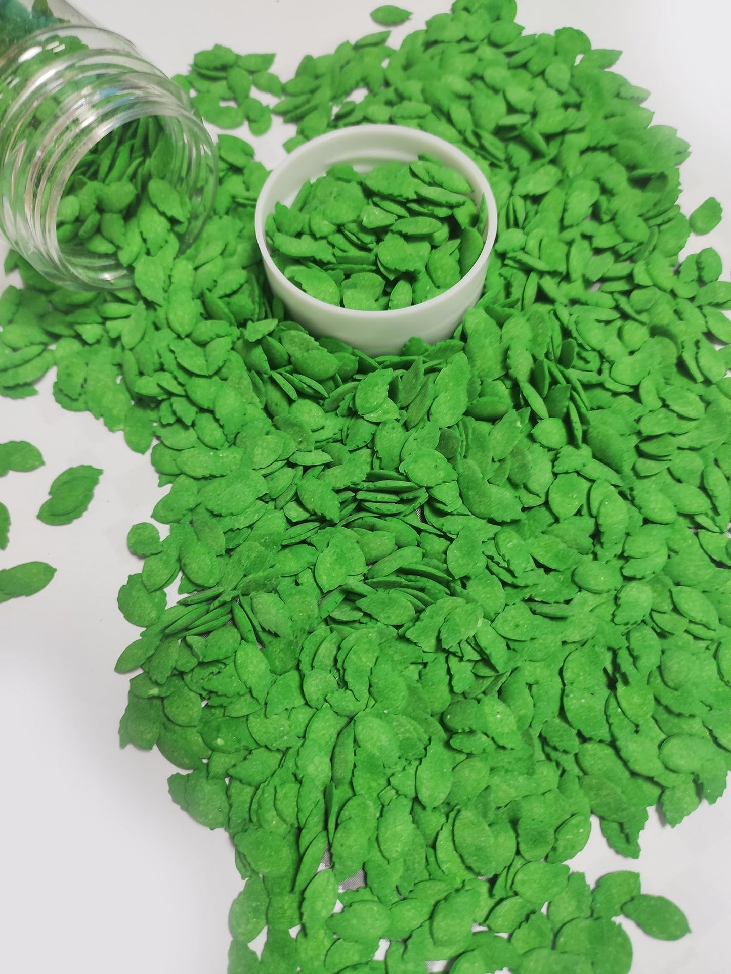 Edible Mini Sugar Green Leaf Sprinkles Cake Cupcake Toppers Cookie Decorations Sweet Dessert Sprinkle For Cake Decorating, 3.4 O